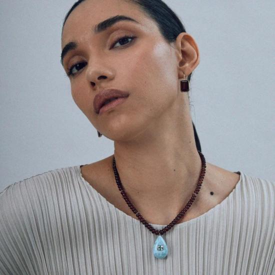  리지 포르투나토 목걸이/팬던트 가넷 라리마 & 스털링 실버 펜던트 목걸이 - LIZZIE FORTUNATO