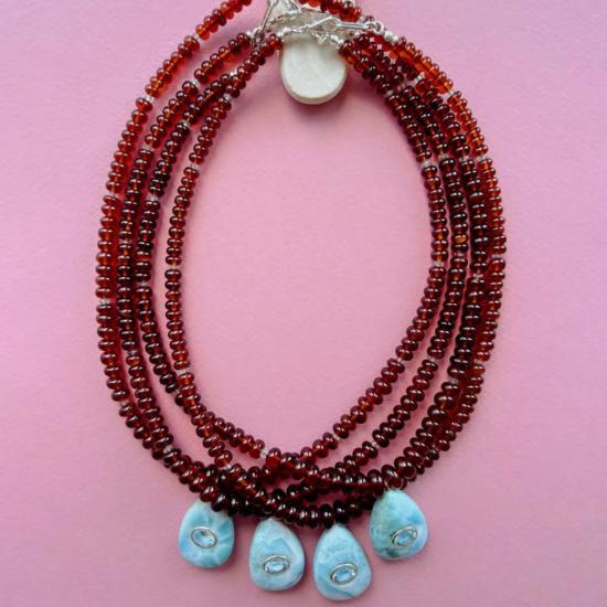  리지 포르투나토 목걸이/팬던트 가넷 라리마 & 스털링 실버 펜던트 목걸이 - LIZZIE FORTUNATO