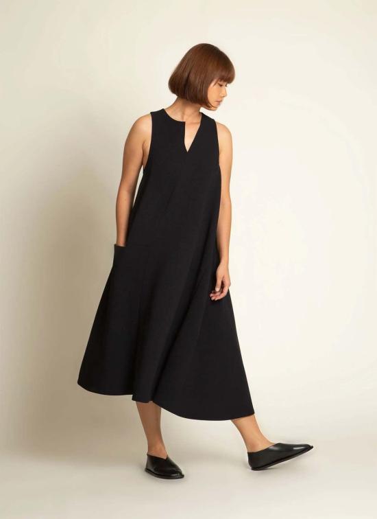  KAAREM 롱 원피스 Kaarem Diagonal Xéo A 라인 포켓 드레스 - KAAREM