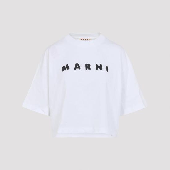  마르니 반팔 티셔츠 티셔츠 릴리 화이트 - MARNI