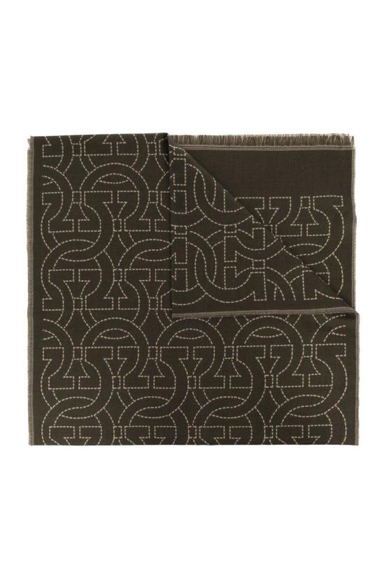  살바토레 페라가모 머플러/스카프 페라가모 간치니 프린트 프린지 장식 스카프 머스크