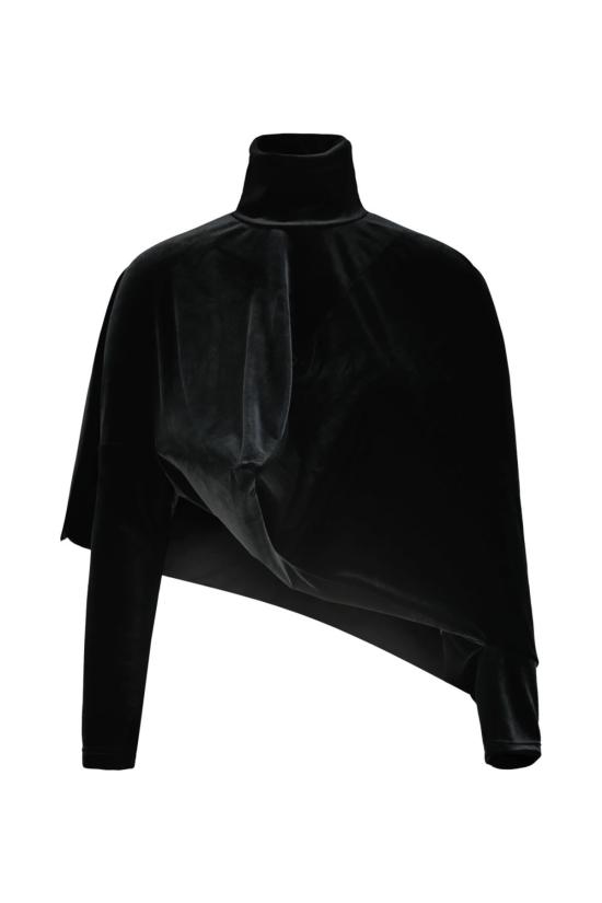  와타나베 준야 블라우스 준야 와타나베 크롭 벨벳 탑 블랙