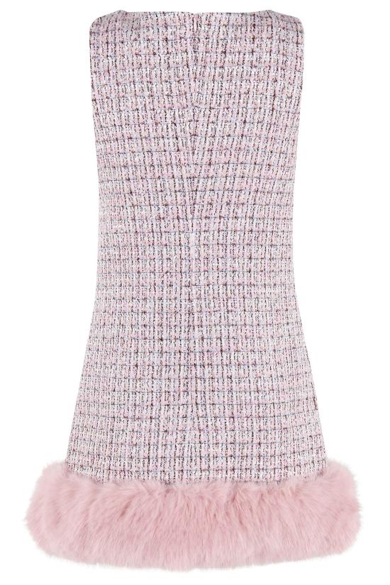  셀프 포트레이트 숏 원피스 부클 퍼 헴 미니 드레스 핑크 - SELF PORTRAIT