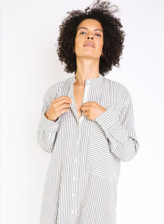  Seek Collective 튜닉 Nat 셔츠 네이비 인디고 스트라이프 - OTHER BRANDS