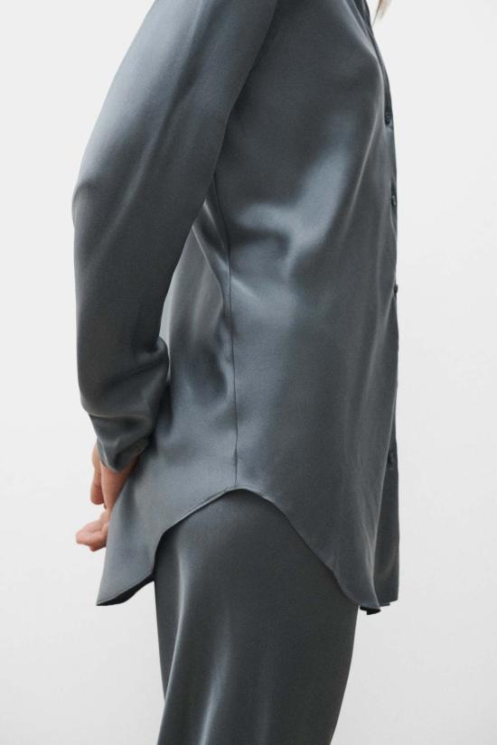  실크 런드리 블라우스 실크 세탁 바이어스컷 셔츠 슬레이트 - SILK LAUNDRY