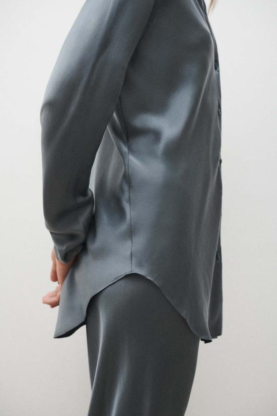  실크 런드리 블라우스 실크 세탁 바이어스컷 셔츠 슬레이트 - SILK LAUNDRY