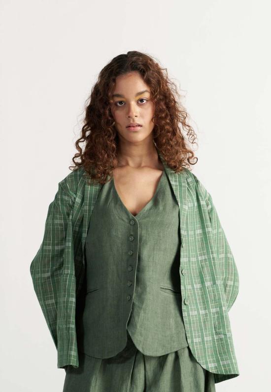  이키비 베스트 애프터눈 어페어 코디 세트 세이지 그린 - IKKIVI