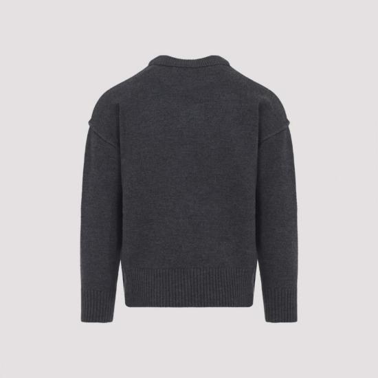  아미 스웨터 Ami Alexandre Mattiussi Adc Crewneck Sweater Gris Chine Rouge - AMI