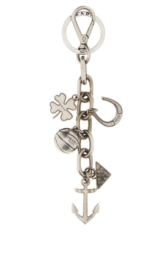  프라다 키링 실버 메탈  펠트로