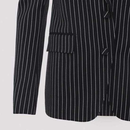  톰포드 수트 자켓 톰 포드 스트라이프 울 바라테아 재킷 블랙/에크루 - TOMFORD