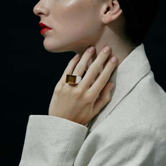  밍유왕 반지 밍위왕 벡터 링 스모키 쿼츠 - MING YU WANG