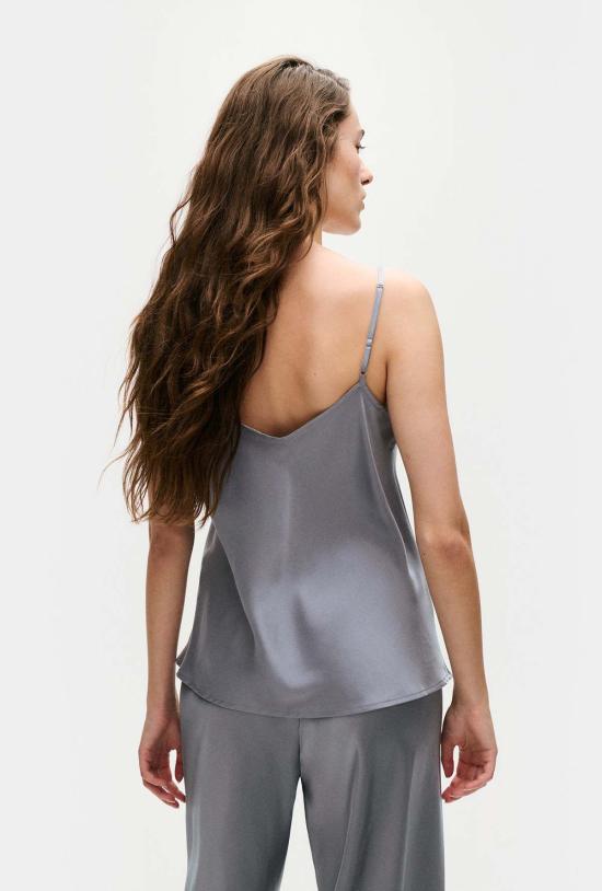  실크 런드리 민소매 티셔츠 실크 세탁용 바이어스컷 캐미솔 스톰 - SILK LAUNDRY