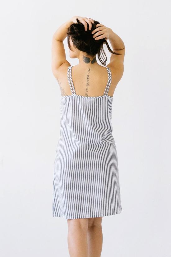  Salua Lingerie 라운지 웨어 살루아 란제리 더블 스트랩 우븐 슈미즈 네이비 스트라이프 - OTHER BRANDS