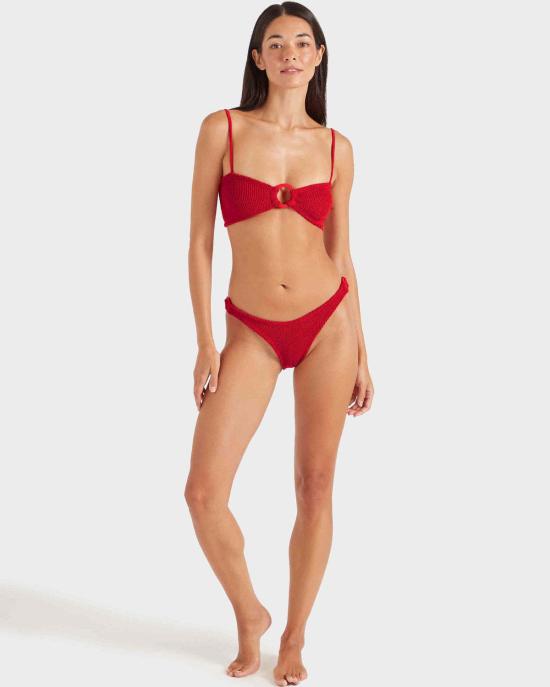  훈자 지 비키니 수영복 Hunza G Misty 패브릭 커버드 후프 비키니 세트 레드 - HUNZA G