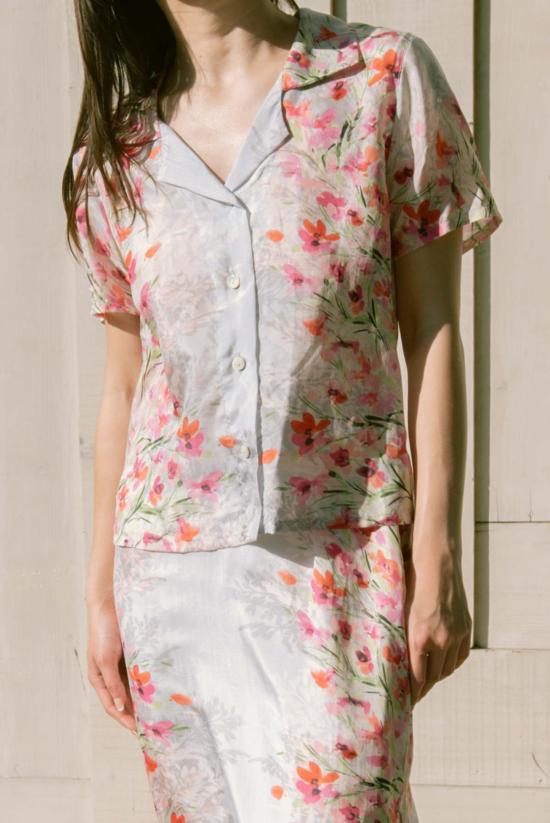  Jess Meany 셔츠 제스 미니 실크 페탈스 라구나 라운지 셔츠 실크 페탈스