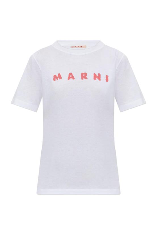  마르니 반팔 티셔츠 로고 티셔츠 (화이트/레드)