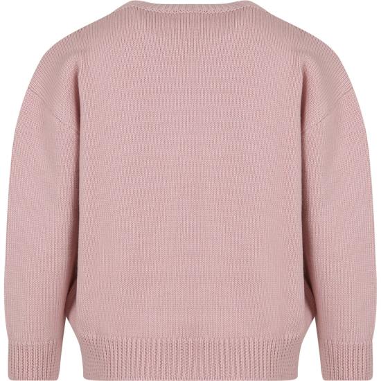  [키즈] 펜디 풀오버 핑크 로고 아동용 스웨터 - FENDI
