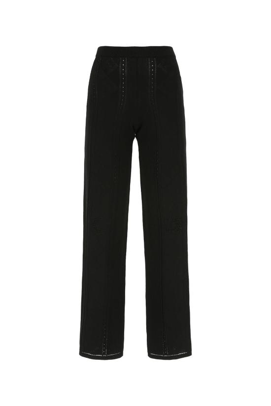  마린세르 스트레이트 팬츠 Marine Serre Lunar Pointelle 큐로트 팬츠 블랙