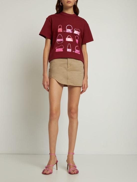  자크뮈스 반팔 티셔츠 프린트 티셔츠 버건디 - JACQUEMUS