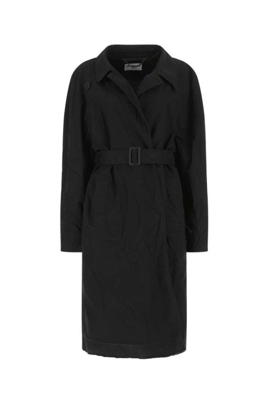  발렌시아가 코트 벨티드 롱슬리브  블랙