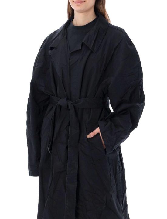  발렌시아가 코트 벨티드 롱슬리브  블랙 - BALENCIAGA