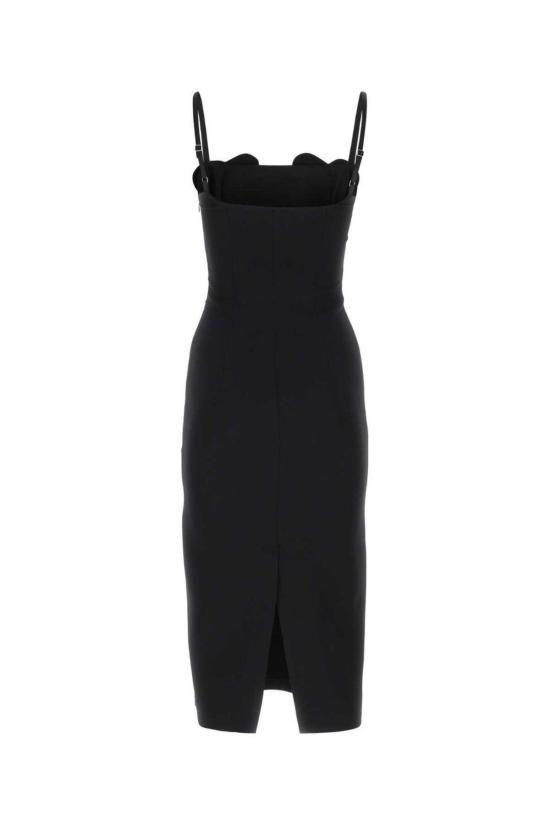  블루마린 미디 원피스 하트 라인스톤 장식 슬립 드레스 블랙 - BLUMARINE