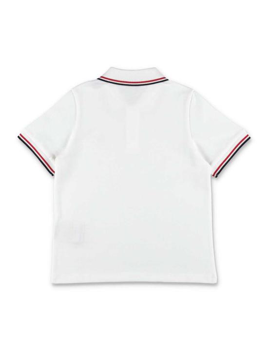  [키즈] 몽클레어 폴로 셔츠 아동용 삼색 트리밍 코튼 피케 폴로 셔츠 화이트 - MONCLER