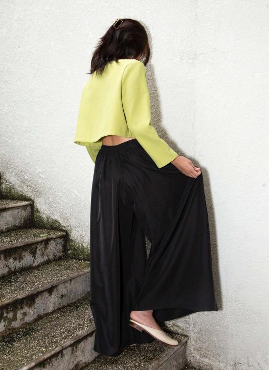  KAAREM 스트레이트 팬츠 카렘 오크나 롱 와이드 레그 포켓 팬츠 (엘라스틱 밴드 포함) 메테오라이트 블랙 - OTHER BRANDS