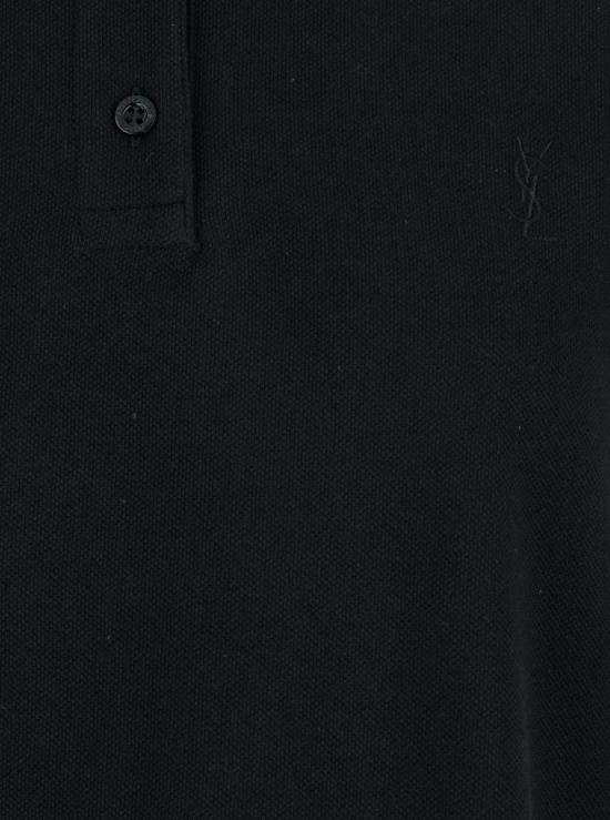  생로랑 반팔 티셔츠 생 로랑 클래식 칼라 및 카산드르 자수 장식 슬리브리스 폴로 셔츠 블랙 - SAINT LAURENT