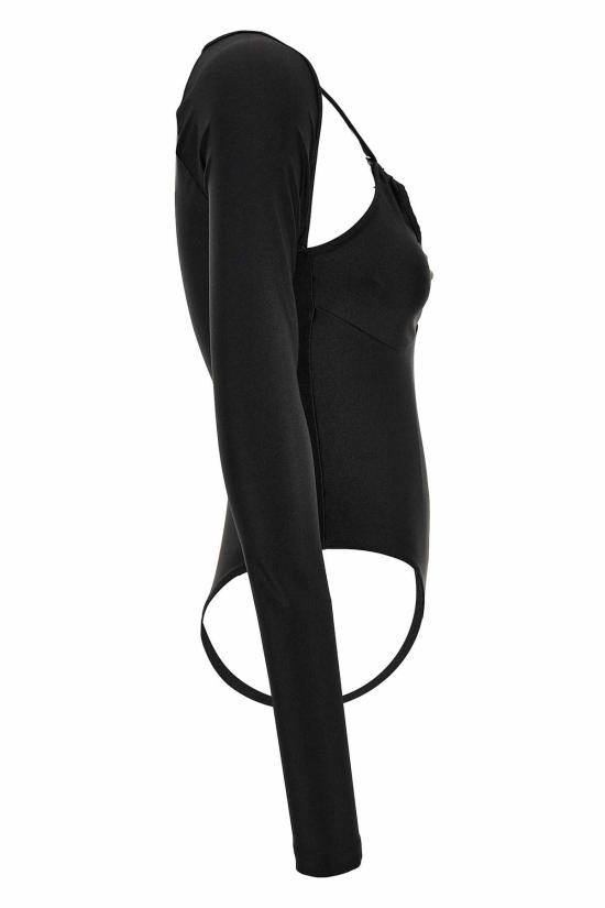  베르사체 바디수트 티셔츠 진 쿠튀르 긴팔 바디수트 블랙 - VERSACE