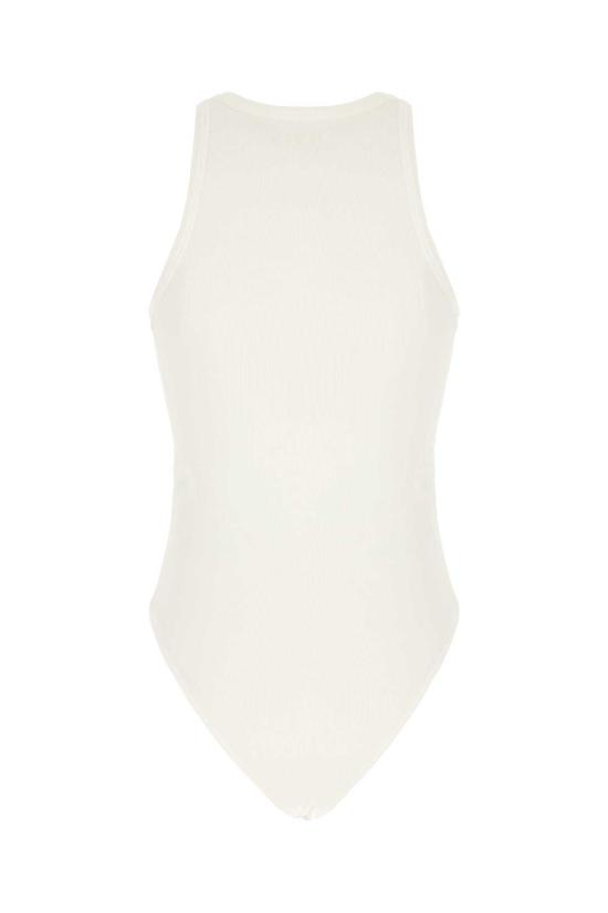 알라이아 바디수트 티셔츠 코튼 바디수트 블랑 카세 - ALAIA