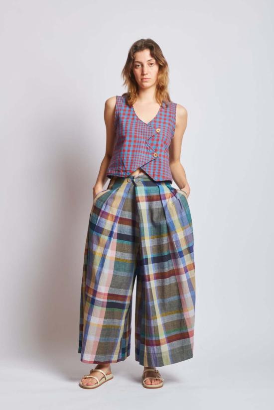  RUJUTA SHETH 팔라초 팬츠 루주타 셰스 프리다  미스트 체스