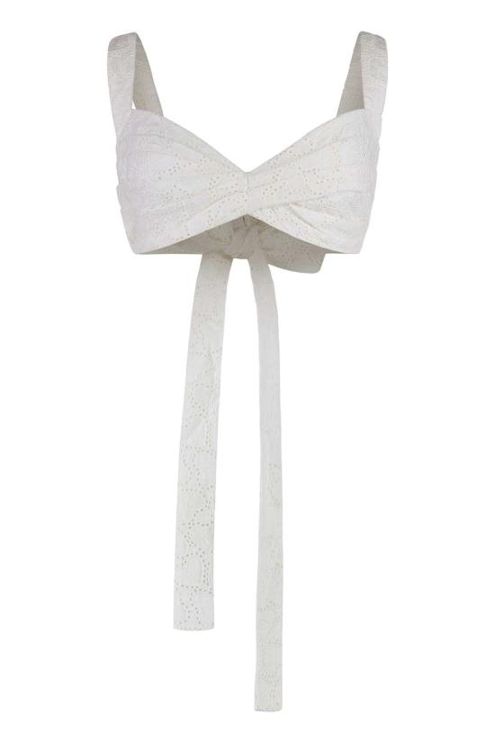  짐머만 블라우스 크러쉬 자수 린넨 탑 화이트