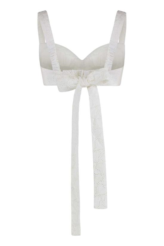  짐머만 블라우스 크러쉬 자수 린넨 탑 화이트 - ZIMMERMANN