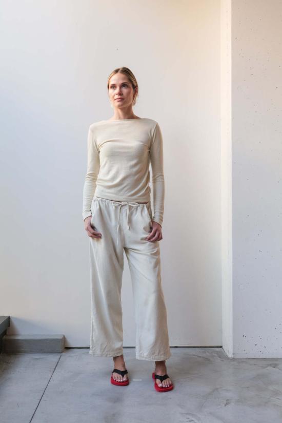  앳 던 긴팔 티셔츠 새벽에. 실크 롱탑 멀티 - AT DAWN.