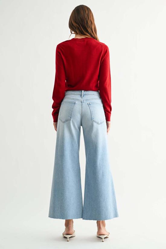  저스트 블랙 데님 데님 팬츠 와이드 레그 플레어 크롭 진 미디엄 데님 - JUST BLACK DENIM