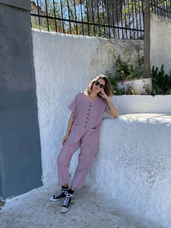  Happy French Gang 점프수트 Happyfrenchgang 반팔 라이트  라벤더 - OTHER BRANDS