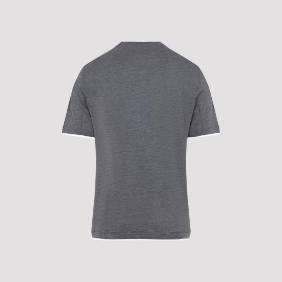  브루넬로 쿠치넬리 반팔 티셔츠 Brunello Cucinelli 실크 티셔츠 Grigio - BRUNELLO CUCINELLI