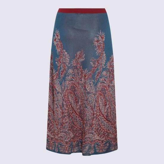  에트로 롱 스커트 가지색 믹스 - ETRO