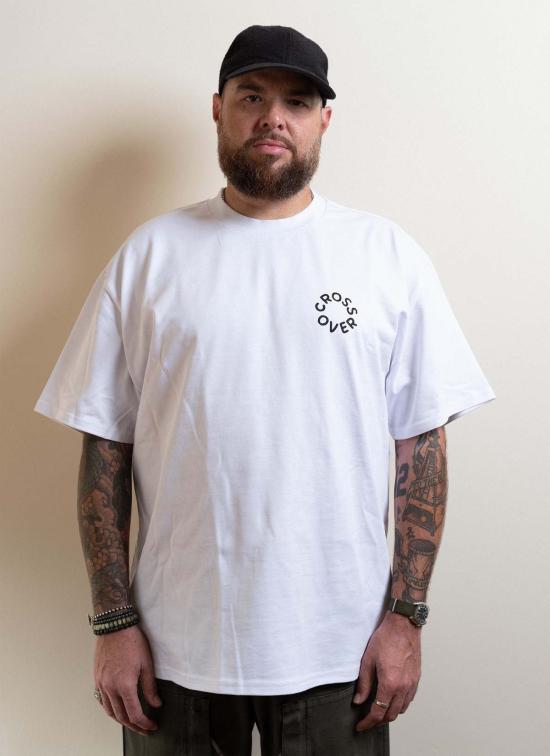  나카무라야 반팔 티셔츠 크로스오버  화이트