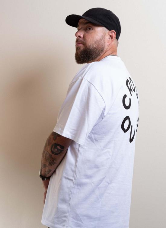  나카무라야 반팔 티셔츠 크로스오버  화이트 - NAKAMURAYA