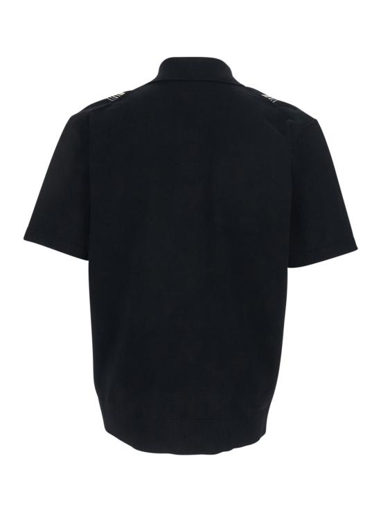 아미리 반팔 셔츠 뾰족한 칼라와 비즈 장식이 있는 앞면의  셔츠 (블랙) - AMIRI