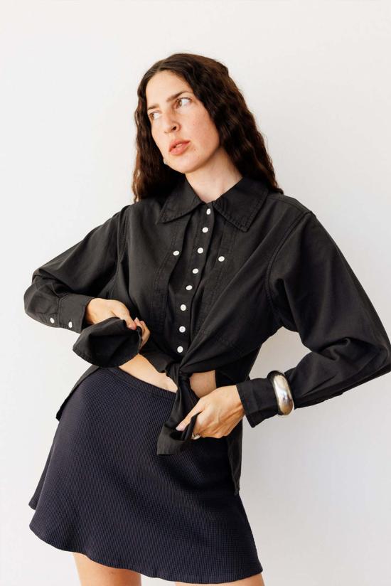  노블 블라우스 칼라 셔츠 애쉬 - NOBLE