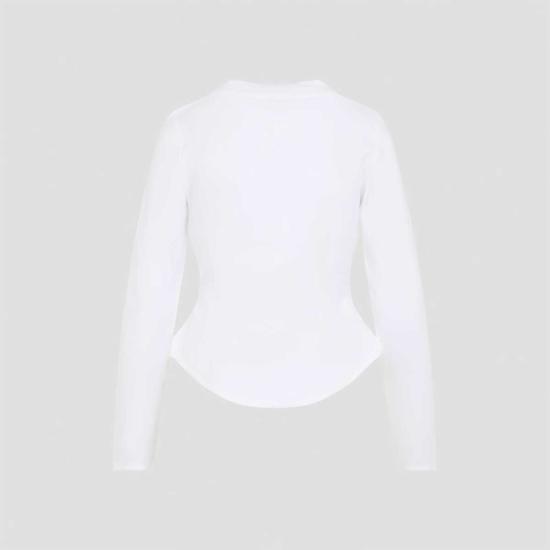  알라이아 긴팔 티셔츠 알라 리스 티 블랑 - ALAIA