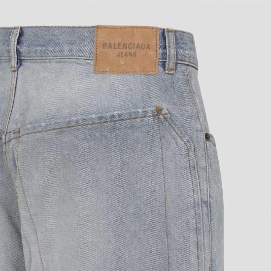  발렌시아가 데님 팬츠 미니멀 배기 팬츠 더티 라이트 블루 - BALENCIAGA