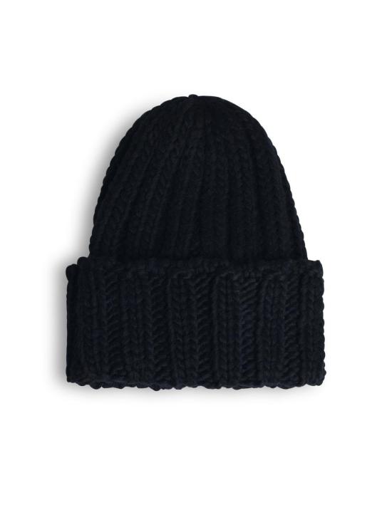  울리치 모자 로고 패치 턴업 헴 비니 멜튼 블루 - WOOLRICH