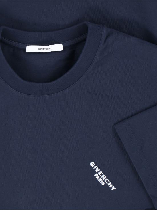  지방시 반팔 티셔츠 로고 티셔츠 블루 - GIVENCHY