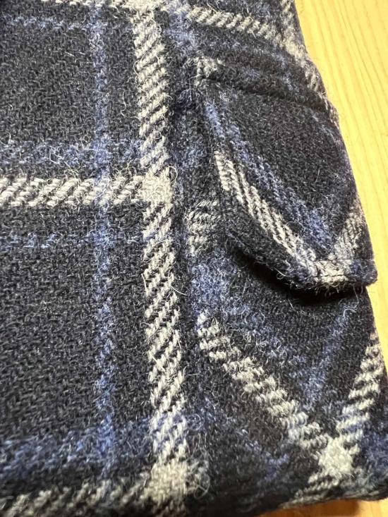  Product of Bob Scales 긴팔 셔츠 밥 스케일즈 울 네이비 블루 체크무늬 작업 - OTHER BRANDS