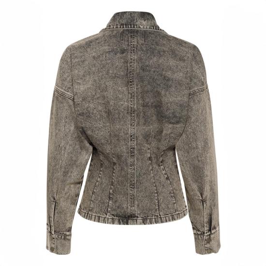  게스투즈 셔츠 브렌다 데님 셔츠 브라운 그레이 워시 - GESTUZ