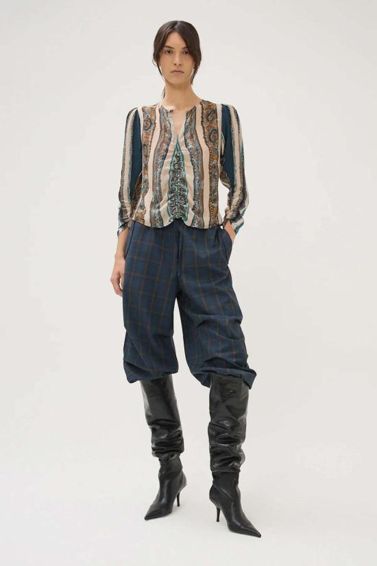  마리아 셰르 블라우스 레논 폴라 탑 블루 프린트